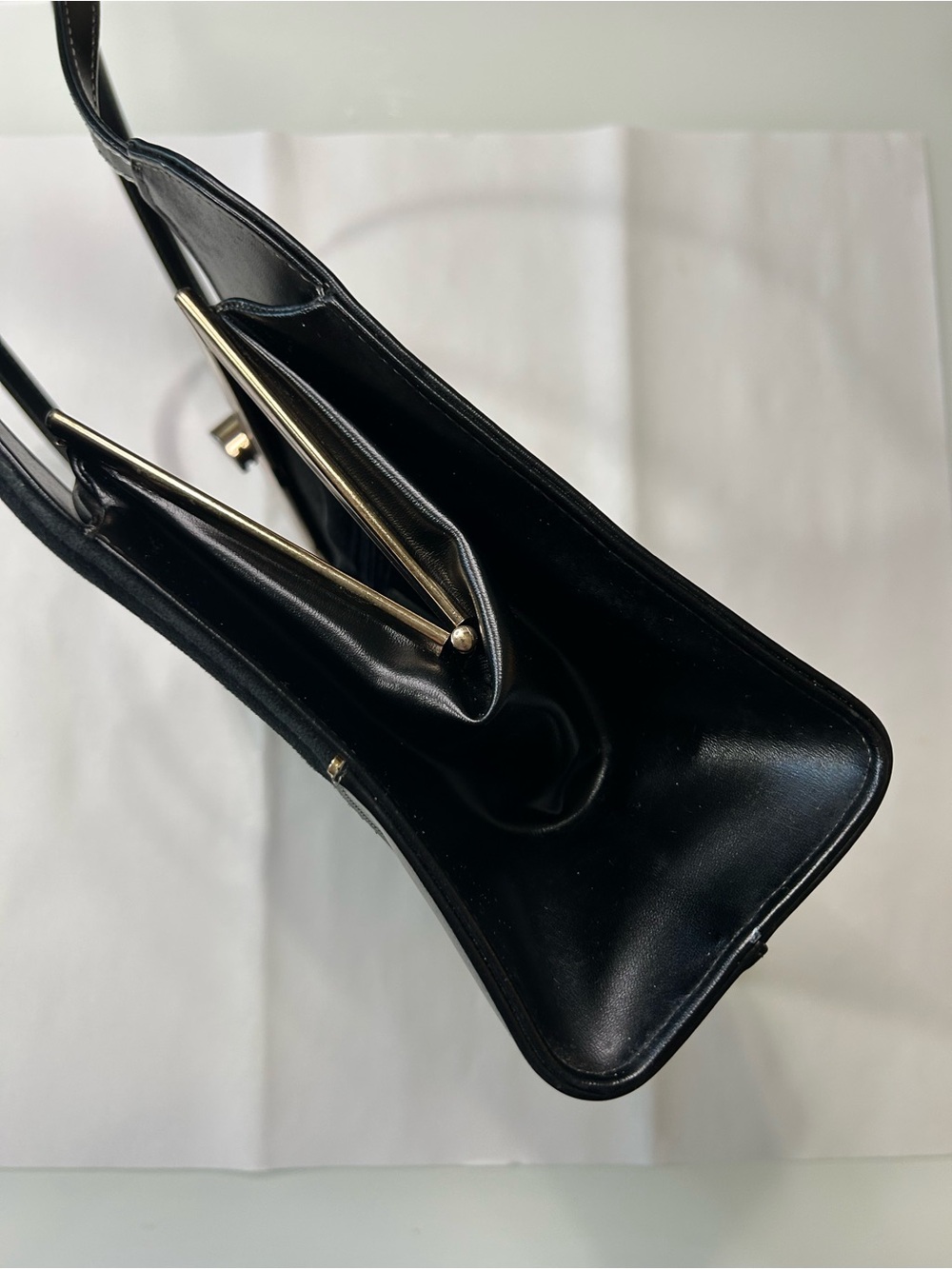 Life Stride 1950’s Vintage Black Suede & Simulated Leather Women's Handbag - Picture 4 of 14